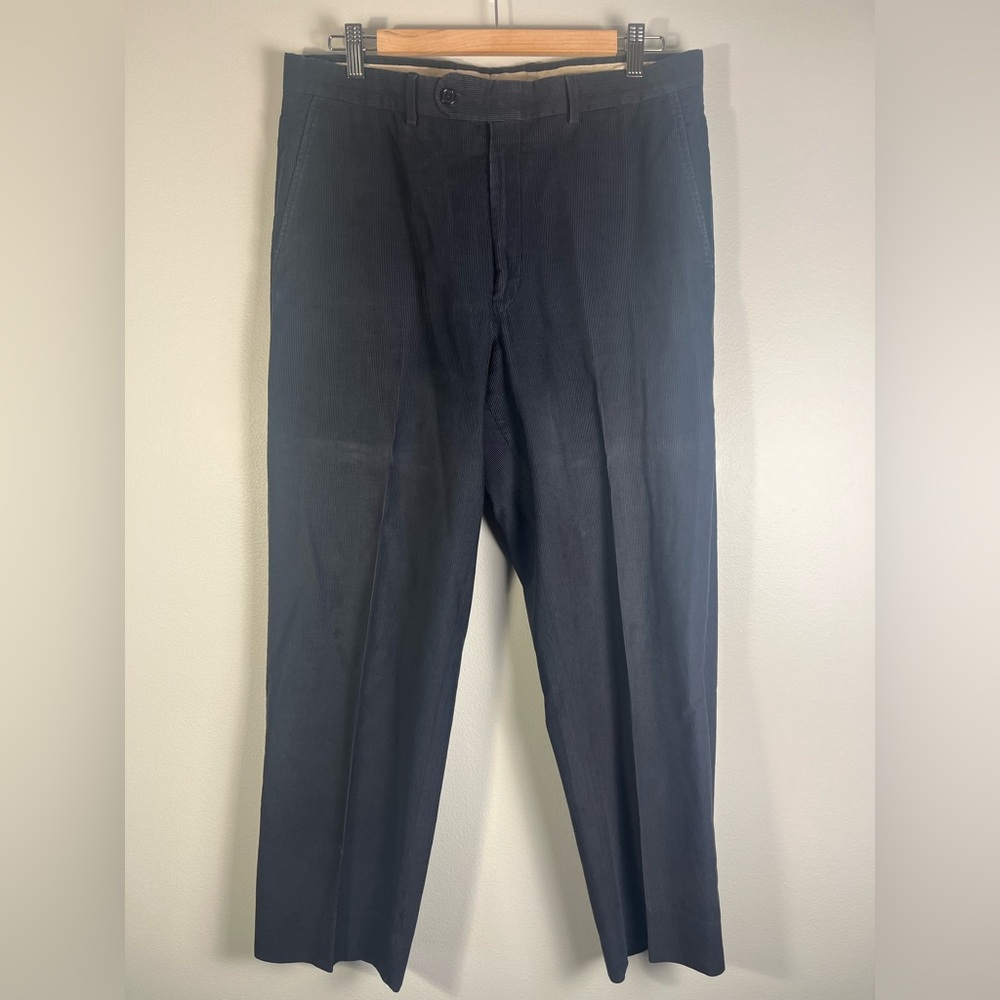 Burberry London Mens Dark Navy Blue Corduroy Pants 34R x 28 Inseam VTG